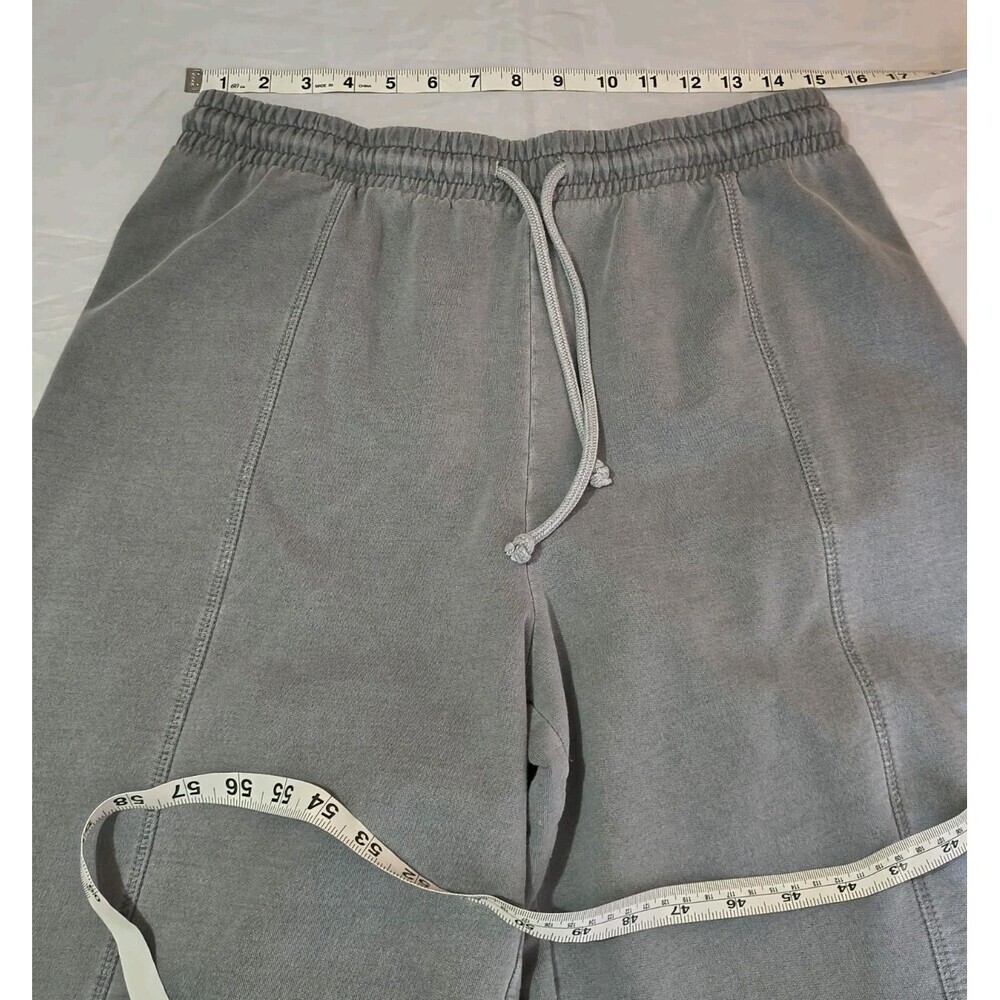Lazy Sunday Women Charcoal Gray Wide Leg Sweatpants Drawstring Fleece Lounge L - Picture 10 of 14